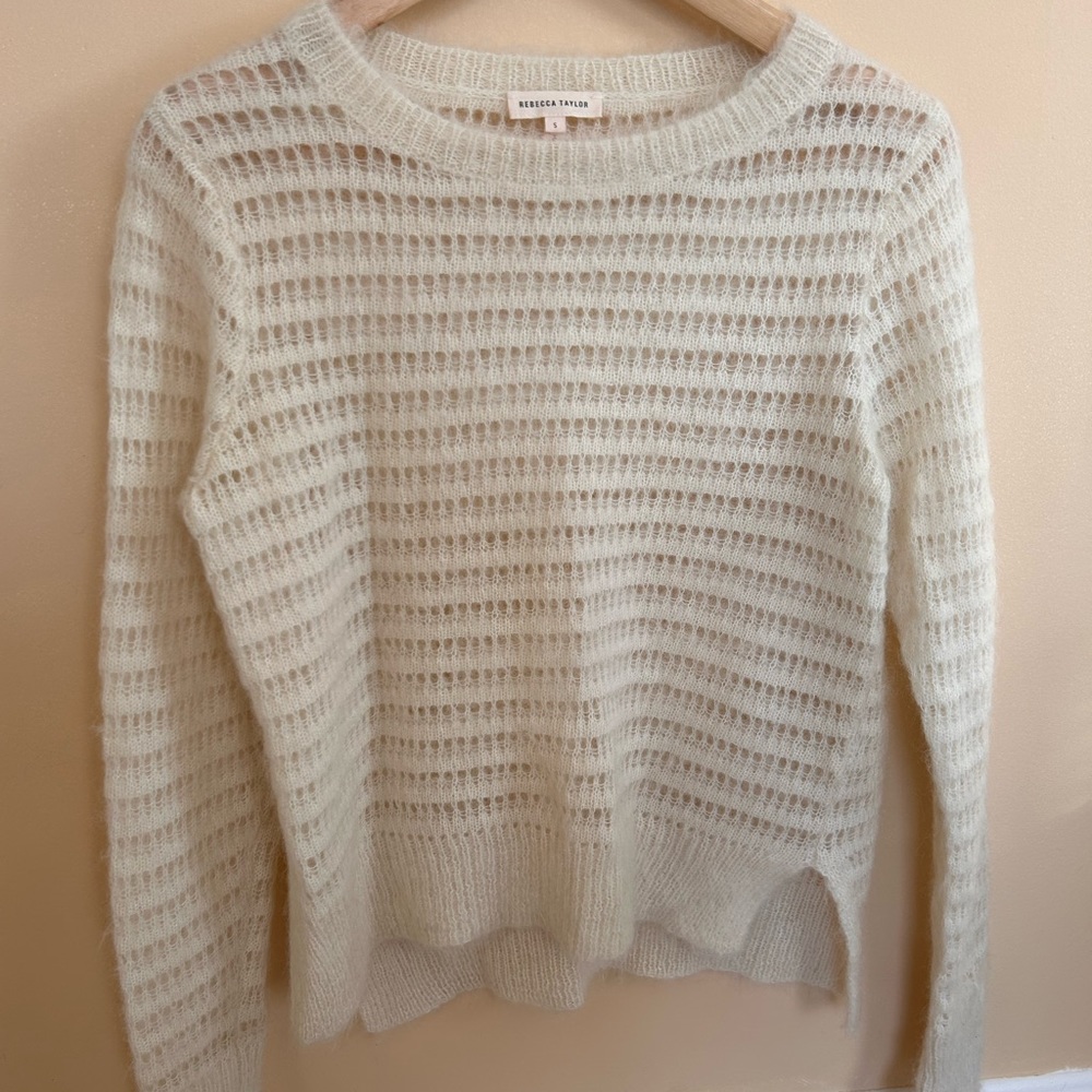 Rebecca Taylor stitched cream knitwear sweater size small
